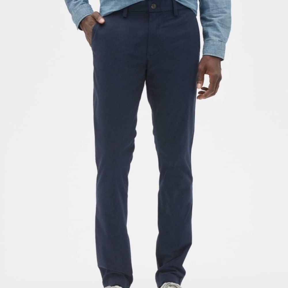 GapKhakis Navy Blue Straight Stretch Pants